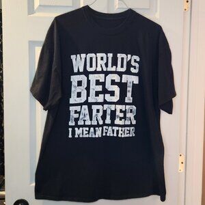World's Best Farter- I Mean Father Black Tee